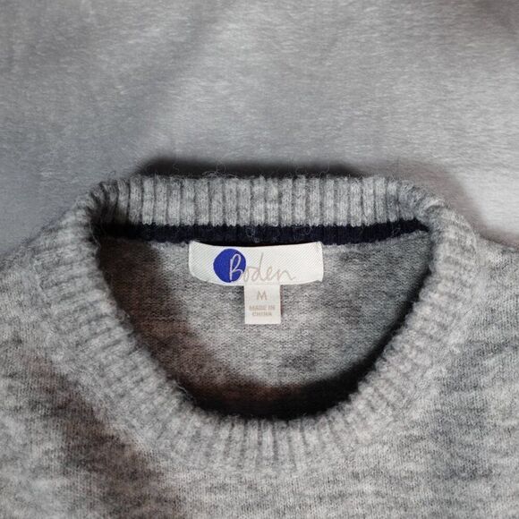 Boden Mohair Wool Blend Crewneck Sweater Mens Medium Knitted Grey Melange - Picture 4 of 8